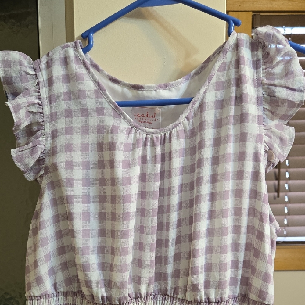 Womens MATERNITY Purple Checkered DRESS